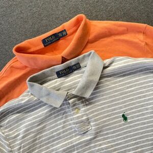 Polo Ralph Lauren Mens XXL Polo Shirts Bundle Orange & Grey Striped 2 Pack